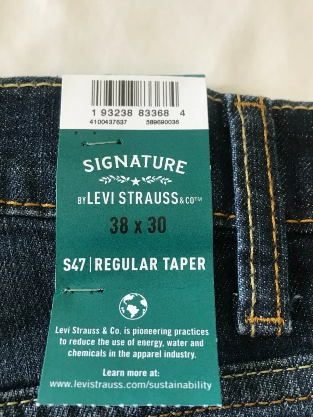 Levi Strauss Signature Flex Regular Taper Jeans Men 38x28 Blue Mid Rise Stretch
